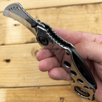 Falcon Mirror Finish / Chrome Silver Karambit Spring Assisted Tactical Knife 2.5"
