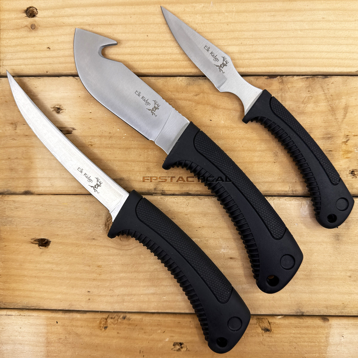 Elk Ridge 3 Piece Fixed Blade Camping / Fishing / Hunting Fillet Knife ...