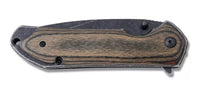 MTech USA Spring Assisted Pocket Knife Black with Brown / Black Wood Scales 3.75" MT-A908DB
