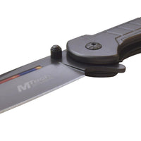 MTech USA Gray Tinite Coated Cleaver Spring Assisted Stainless Steel Pocket Knife w Rainbow Accents 3.5" MT-A1078GY