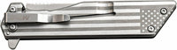 MTech USA Ball Bearing Silver USA Flag Compact Manual Folding Pocket Knife w Black Ash Wood 3"
