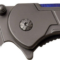 MTech USA Gray Tinite Coated Cleaver Spring Assisted Stainless Steel Pocket Knife w Rainbow Accents 3.5" MT-A1078GY