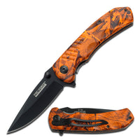 Tac-Force Stainless Steel Hunters Orange Woodland / Snowblind Camouflage Drop Point Spring Assisted Knife 3.5"
