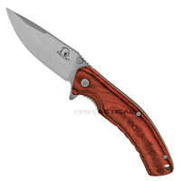 Falcon Stainless Steel Silver and Wooden Drop Point Classic Manual Folding Knife 3.5"