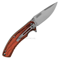 Falcon Stainless Steel Silver and Wooden Drop Point Classic Manual Folding Knife 3.5"
