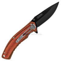 Falcon Stainless Steel Black and Wooden Drop Point Classic Manual Folding Knife 3.5"
