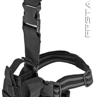 Explorer Right Handed Deluxe Tactical Drop Leg Holster w Mag Pouch for Medium to Large Frame Pistols- Black