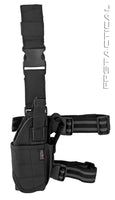 Explorer Right Handed Deluxe Tactical Drop Leg Holster w Mag Pouch for Medium to Large Frame Pistols- Black
