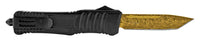 FPSTACTICAL Aurelian OTF Knife Black & Gold w Damascus Blade & Molded Handle 3.5"
