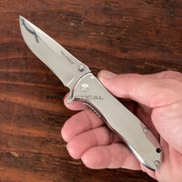 Tac-Force Chrome Mirror Finish Classic Style Spring Assisted Compact Pocket Knife 2.75"
