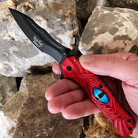 Dark Side Red & Black Dragons Eye Spring Assisted Fantasy Pocket Knife 3.5"
