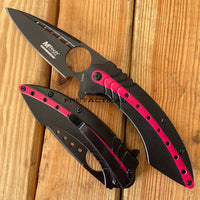 MTech Evolution MTE-A018-BR Black and Red Spring Assisted Tactical Knife with Thumb Ring 3.5"
