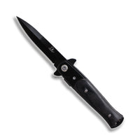 Falcon Compact Satin Black on Black Ash Pakkawood Spring Assisted Stiletto Knife 3" KS1106BK
