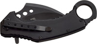 Dark Side Matte Black Embossed Dragon Spring Assisted Karambit Fantasy Knife 3"
