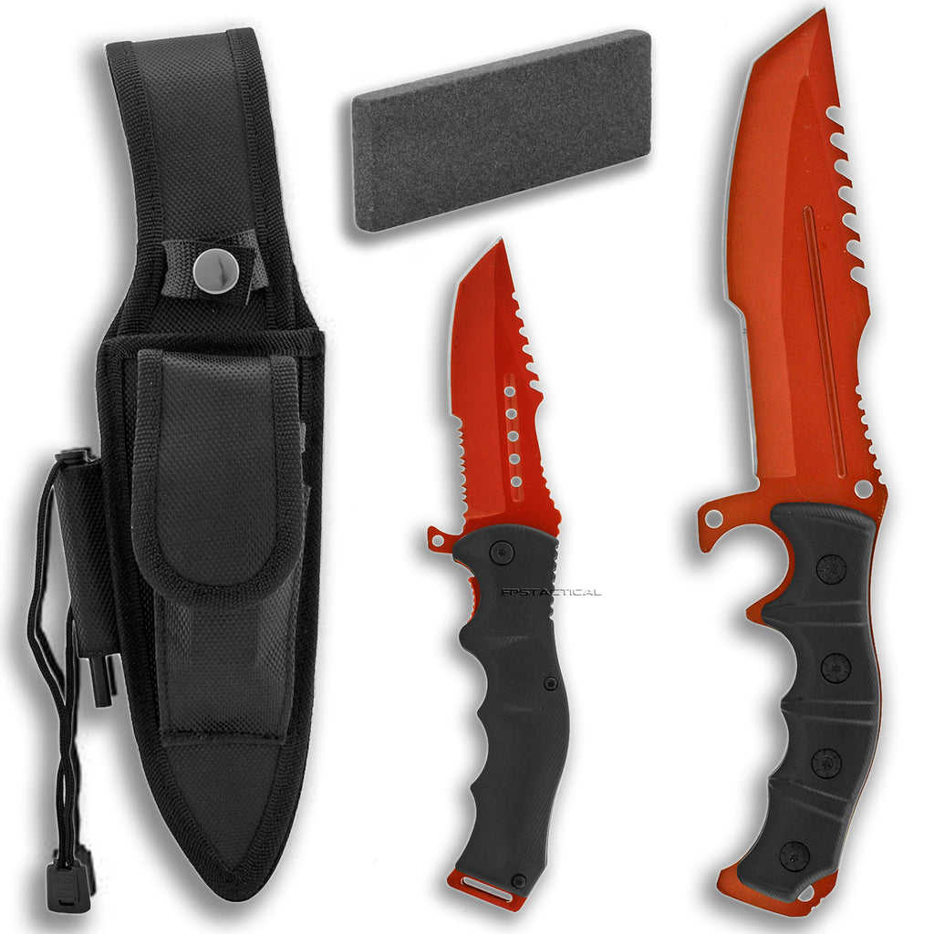 FPSTACTICAL 12 Fixed Blade Survival Knife Kit with Spring Assisted Kn