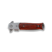 Falcon Compact Silver and Cherry Wood Spring Assisted Stiletto Knife 3"
