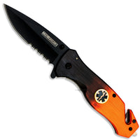 Tac-Force EMS / EMT Spring Assisted Rescue Knife Orange & Black 3.5"
