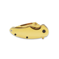 Falcon Mirror Finish Gold and Black Compact Spring Assisted Knife 2.5"
