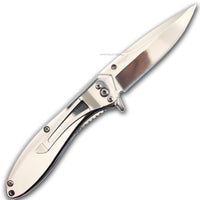 Falcon Chrome Mirror Finish Classic Style Spring Assisted Compact Pocket Knife 3"
