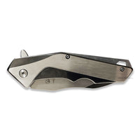 Falcon Reverse Tanto Gun Metal Heavy Duty Spring Assisted Knife Silver and Grey (Pewter) 3.75"
