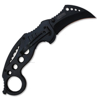 Falcon Matte Black Karambit Spring Assisted Tactical Knife 2.5"
