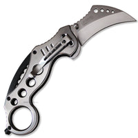 Falcon Mirror Finish / Chrome Silver Karambit Spring Assisted Tactical Knife 2.5"
