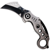 Falcon Mirror Finish / Chrome Silver Karambit Spring Assisted Tactical Knife 2.5"
