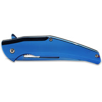 Falcon KS4525BL Trailing Point Blue Chrome Mirror Finish Spring Assisted Fishing & Hunting Knife 4"
