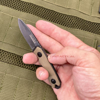 Tac-Force Evolution TFE-FIX009-TN Black / Gray Stonewash Miniature Full Tang Fixed Blade Knife w Necklace Sheath & Tan G10 Handle 2"
