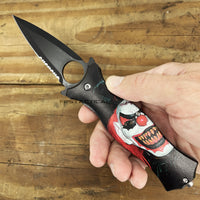 Pacific Solutions KS2568JK Evil Clown Joker Spring Assisted Stiletto Knife 3.5" Black