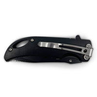 Pacific Solutions Compact Drop Point USA Flag Spring Assisted Knife Black 3" Serrated
