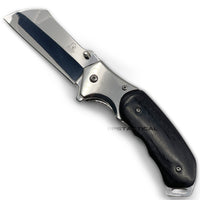 Falcon Classic KS3301CB Chrome Silver and Gray Ash Wood Cleaver Spring Assisted Knife 3.25"
