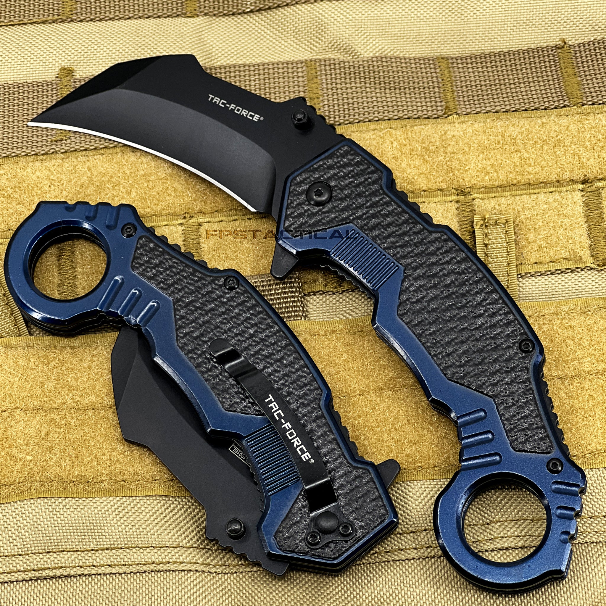 8 Tac Force EDC Textured Rubber Grip Black Tactical Pocket Knife