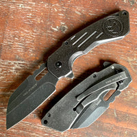 Tac-Force Black / Grey Skull Stonewashed Spring Assisted EDC Sheepsfoot Knife 3.5"
