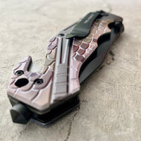 Tac-Force Snakeskin Spring Assisted Tactical Rescue Knife Black / Purple / Grey / Green 3.5"
