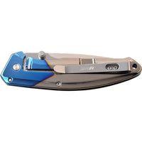 MTech USA Ball Bearing Chrome / Silver / Blue Manual Folding Pocket Knife w Tinite Coating 3.5"
