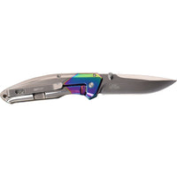 MTech USA Ball Bearing Chrome / Silver / Iridescent Rainbow Manual Folding Pocket Knife w Tinite Coating 3.5"
