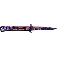Mtech USA Timascus Rainbow /Purple & Black Spring Assisted Stiletto Knife 4" MT-A1088TM1
