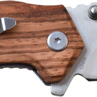 Mtech USA Compact Spring Assisted Pocket Knife Silver with Brown Zebra Wood Scales 2.75"