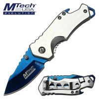 MTech Evolution MTE-A005-BLS Blue and Chrome / Silver Spring Assisted Compact Knife with Bottle Opener
