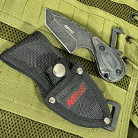 Mtech USA Black Ash / Gray Stonewash Miniature Full Tang Fixed Blade Knife w Snap Lock Sheath 2.5"
