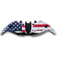 Pacific Solutions Dual Blade Bat Wing American Flag Spring Assisted Knife Black and Silver Dual 4.5"
