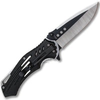 Pacific Solutions Grip Tech Black and Silver Spring Assisted Knife 3.75"
