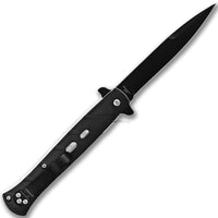 Pacific Solutions Matte Black Spring Assisted Stiletto Knife with White Frame 4" KS1158SL
