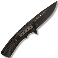 Pacific Solutions Black Contoured & Grooved Spring Assisted Tactical Hunting Knife 3.75"
