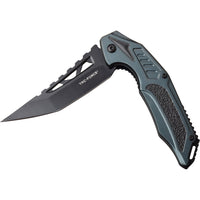Tac-Force Blue & Black Trailing Point Spring Assisted Fishing & Hunting Knife 4"
