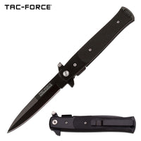 Tac-Force TF-428G10 Milano Spring Assisted Stiletto Pocket Knife Black with G10 Scales 3.75"
