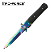 Tac-Force Compact Iridescent / Rainbow and Black Spring Assisted Stiletto Knife 3.25"
