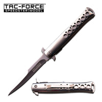 Tac-Force Chrome / Mirror Finish Spring Assisted Stiletto Knife 4"
