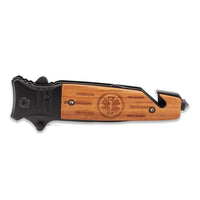 Tac-Force EMS / EMT Spring Assisted Rescue Knife Black with Wood Scales 3.5"
